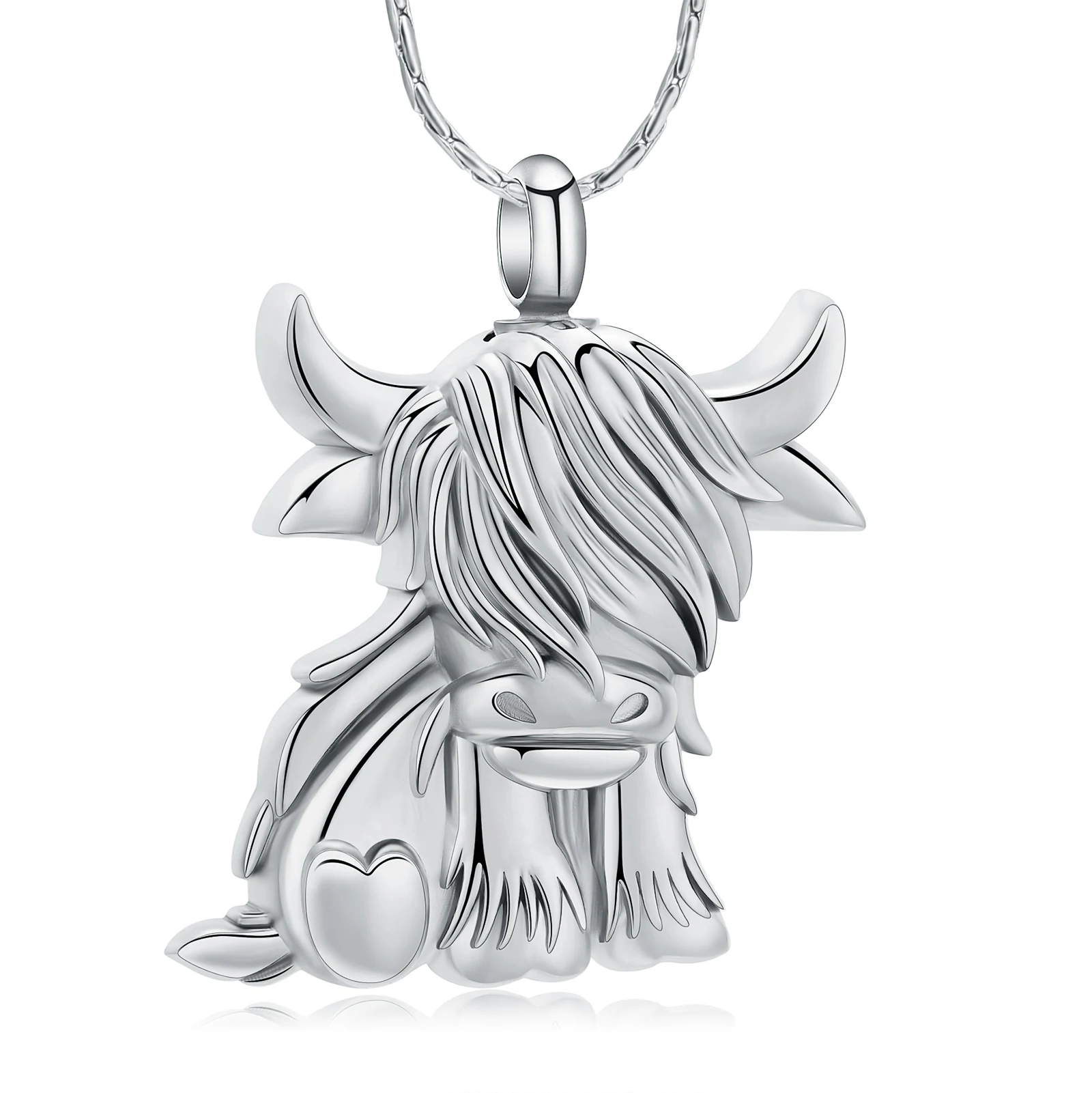 

Highland Cow Urn Necklace for Ashes Human Pet Cremation Jewelry Funeral Keepsake Loved Ones Memorial Pendant Gift for Women Men