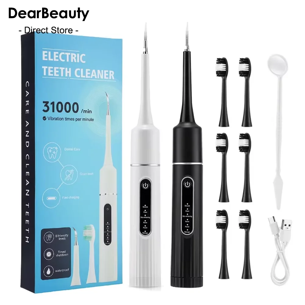 Electric Toothbrush Sonic Teeth Cleaner Dental Scaler 6 Modes Calculus Plaque Blaster Tartar Stone Remover Teeth Whitening Kit