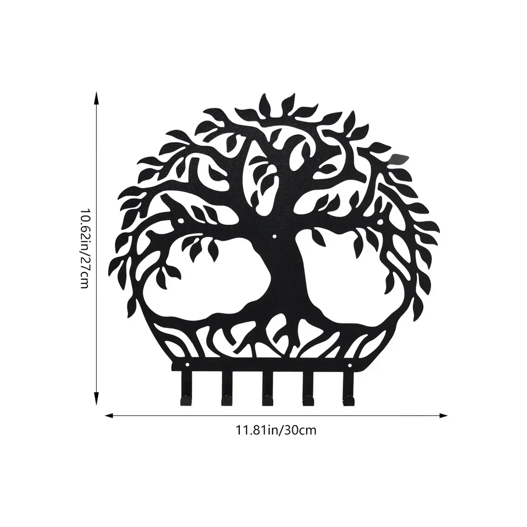 

Metal Iron Tree of Life Wall Mounted Coat Hooks Matt Black,Mounted Key Hooks Wall Decorative,Metal Key Organizer Rack Hanger