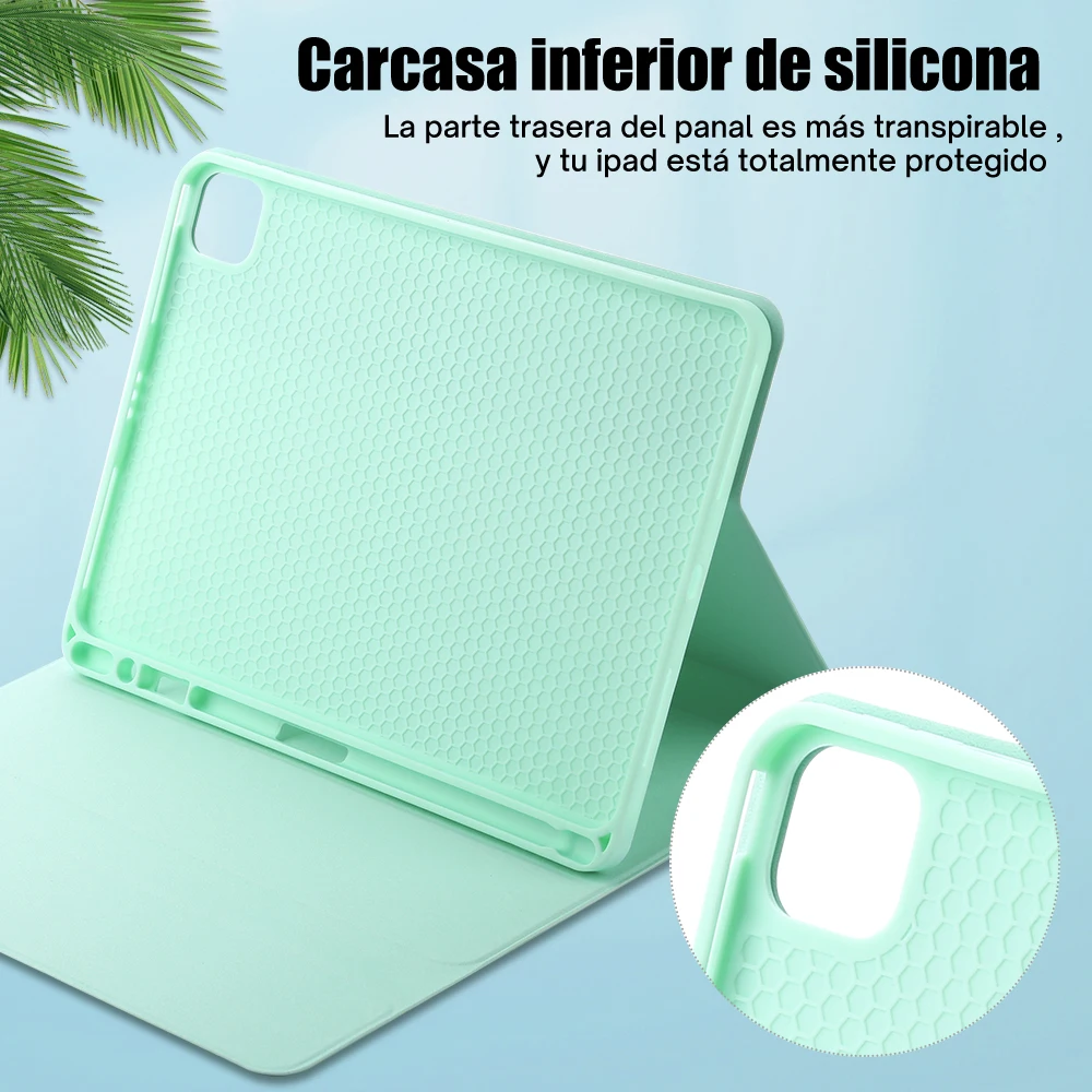 Imagem -02 - para Ipad 10th Geração Case com Teclado sem Fio Bluetooth Capa Suporte Mouse Coreano Russo Espanhol Árabe Hebraico Teclado