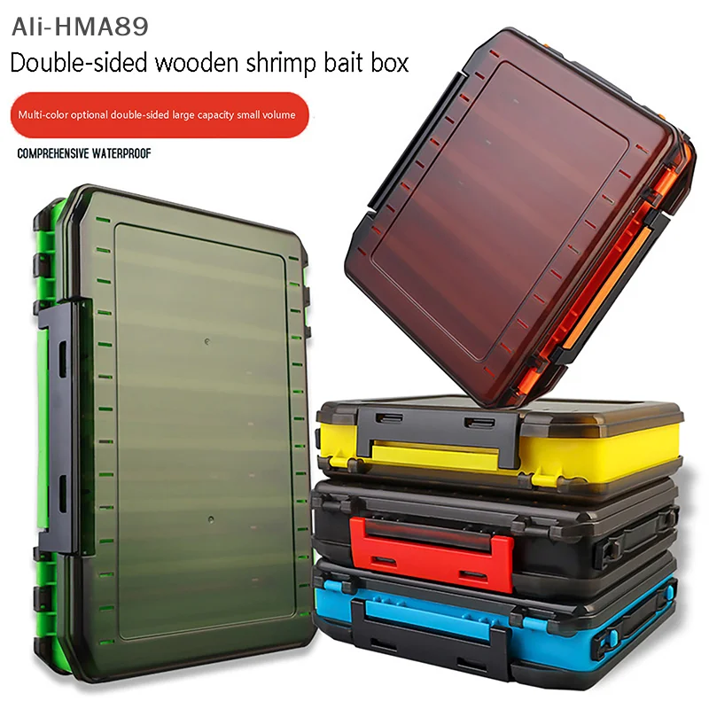 HMA89-Double Sided Fishing Gear Box 10 Grids Mino Fake Bait Storage Box Portable Fishing Tool Accessories Box FishingStorage Box