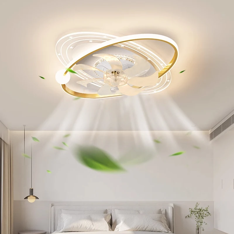 

220V Modern Interstellar Starry Sky Ceiling Fan with Remote Control, Living Room, Bedroom, Dining Room Fan, Pendant Light