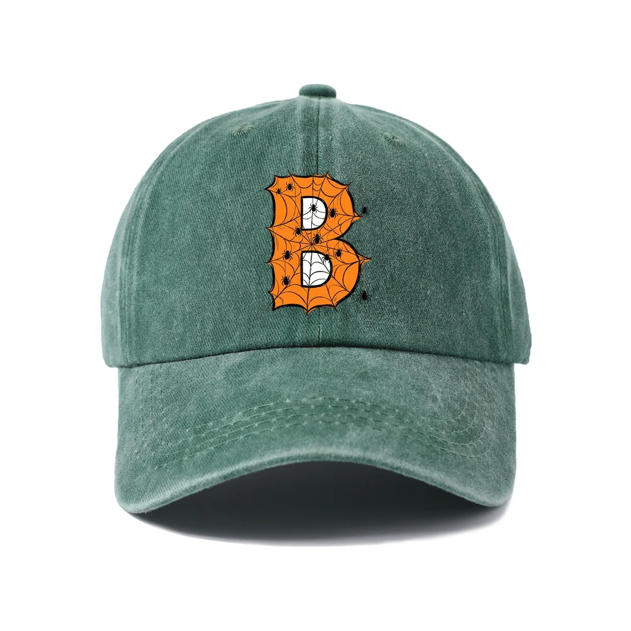 Halloween Letter B Graphic Baseball Cap, Vintage Washed Adjustable Unisex Dad Hat, Streetwear Gift