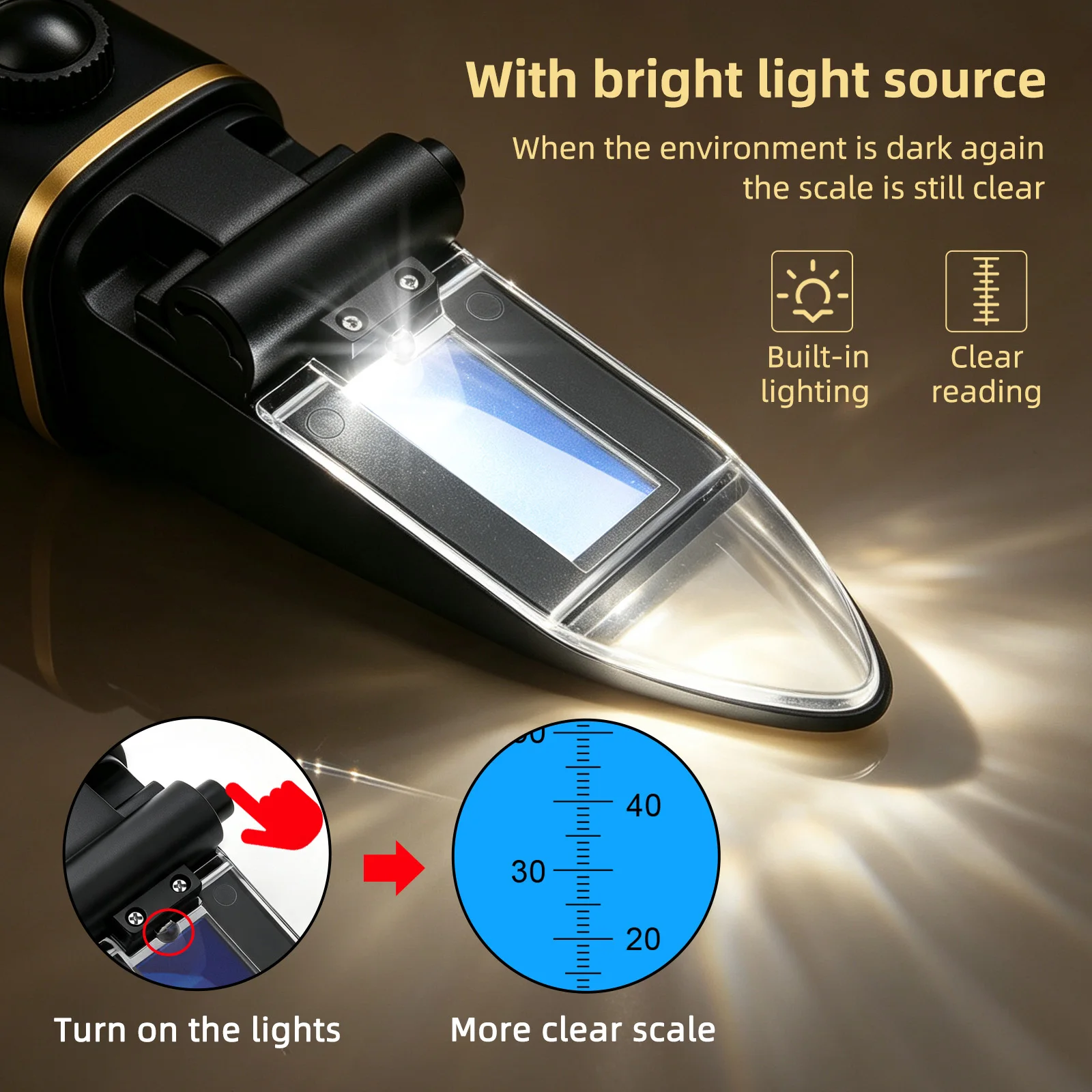 Yieryi 0‑80% Alcohol Refractometer With Built‑In Light Source ATC Spirits Content Tester For Distilled Liquor Brewing Baijiu