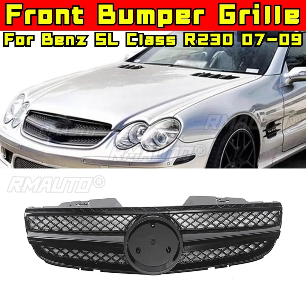 

Car Bumper Grill Decorative Strips Racing Grille Body Kit Front Bumper Grill For Mercedes Benz SL Class R230 AMG 2007-2009