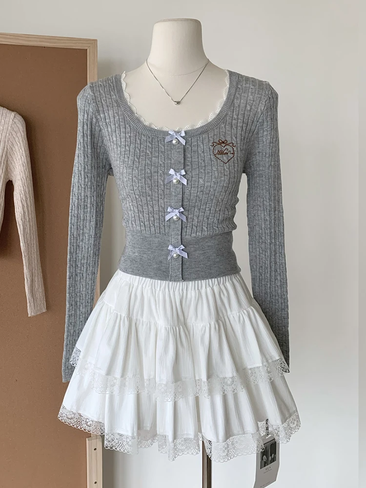 Winter Women Mori Girl Shoujo Girl Cuddly Sweater Long Sleeve Knitwears 2000S Aesthetic Ballet Core Jerseys Korean Sweet Jumper