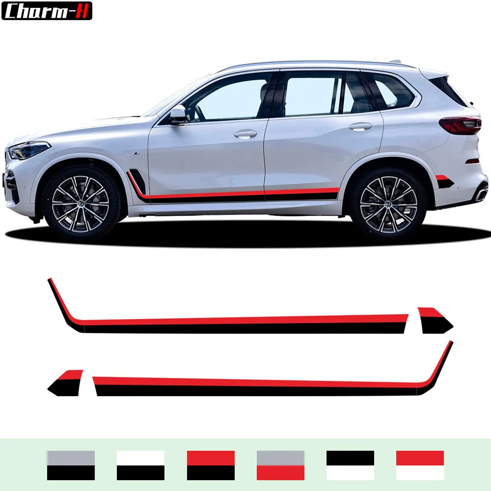 

1 Set Car Door Side Skirt Stickers Racing Stripes Rocker Panel Body Decor Vinyl Film Decal for BMW X5 Series G05 2019-2023