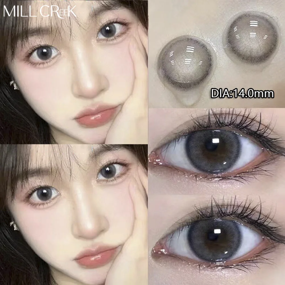 MILL CREEK 2Pcs Natural Eyes Contact Lenses with Myopia Prescription Blue Colored Lenses Black Lenses Beauty Pupil Makeup Yearly