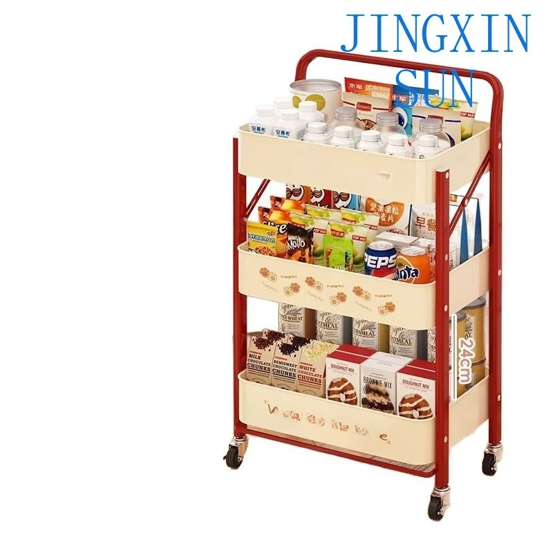 Household foldable trolley Multi-layer snack rack Storage rack