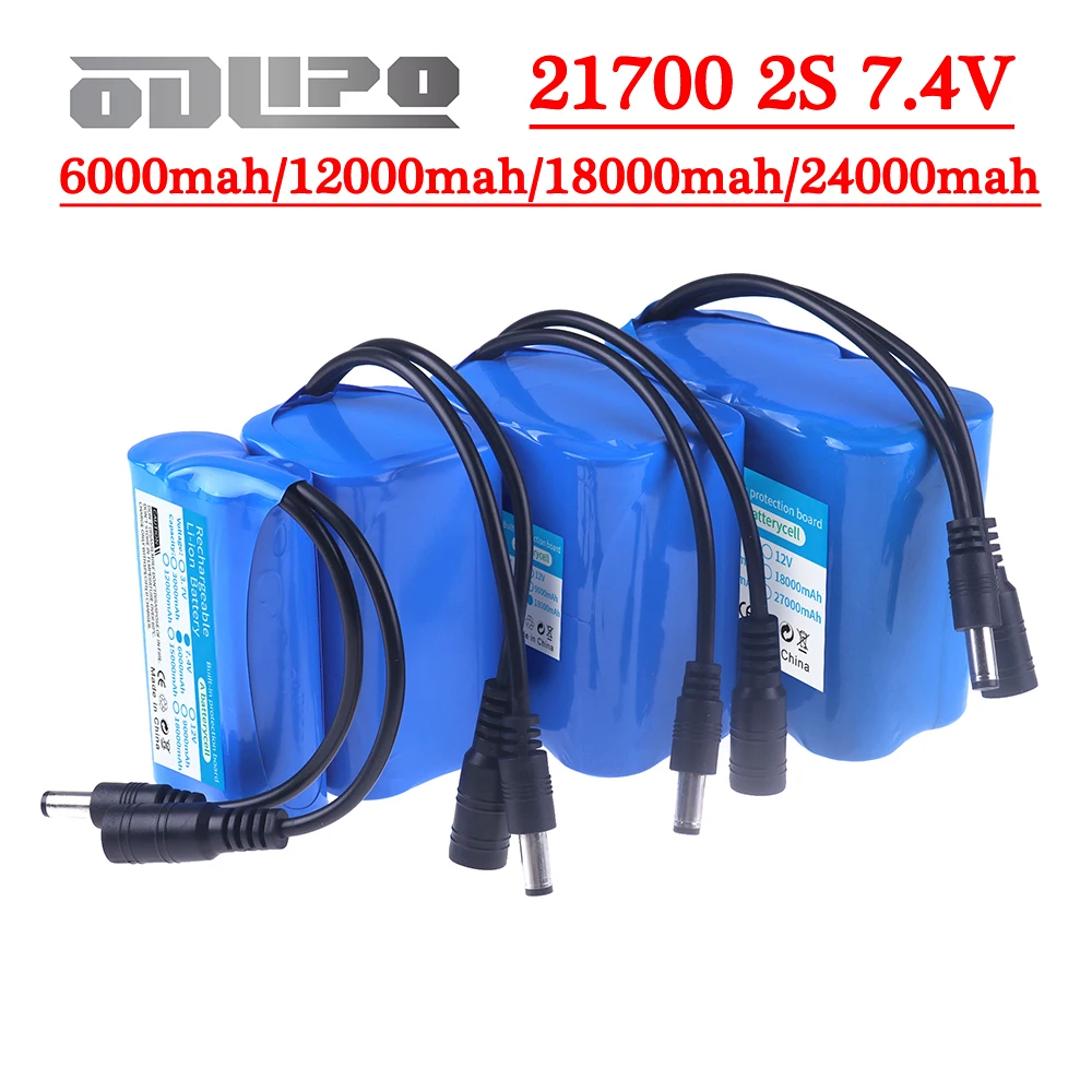 

7.4V Lithium Battery 6000/12000/18000/24000mAh 21700 2S Boat Battery for Remote Control Baiting Boats, Bait Feeding Fishing Boat