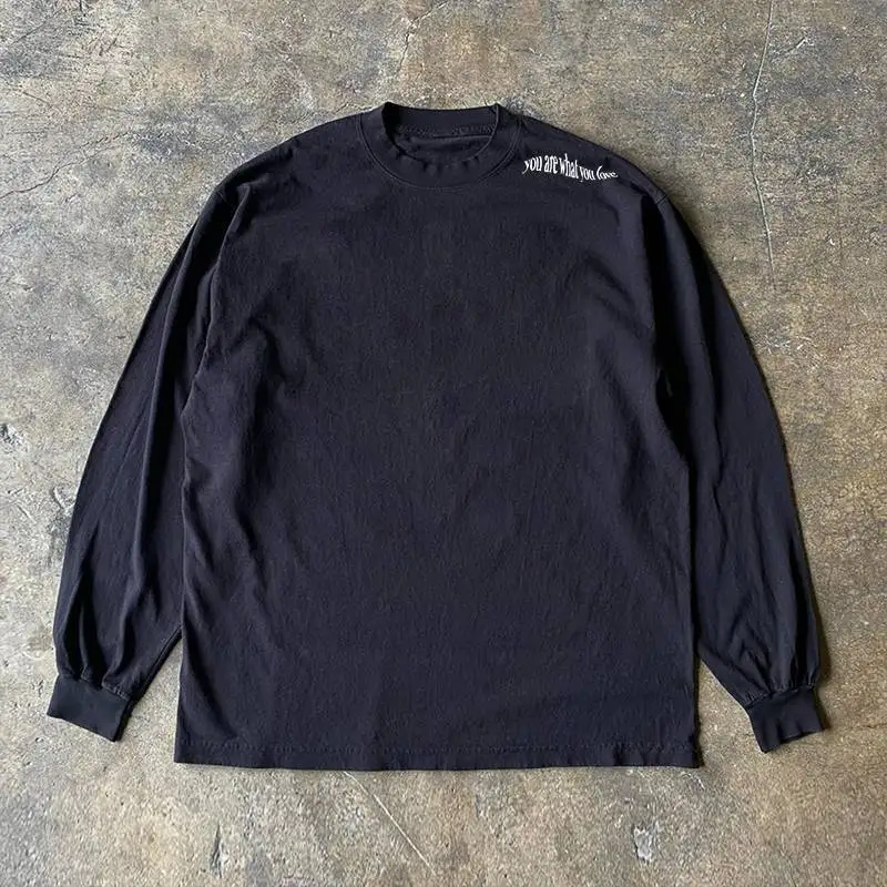 Charity Money Making Heavyweight Long Sleeve T-Shirt Men's Women's Spring Autumn Versatile Retro Design Cotton round Neck