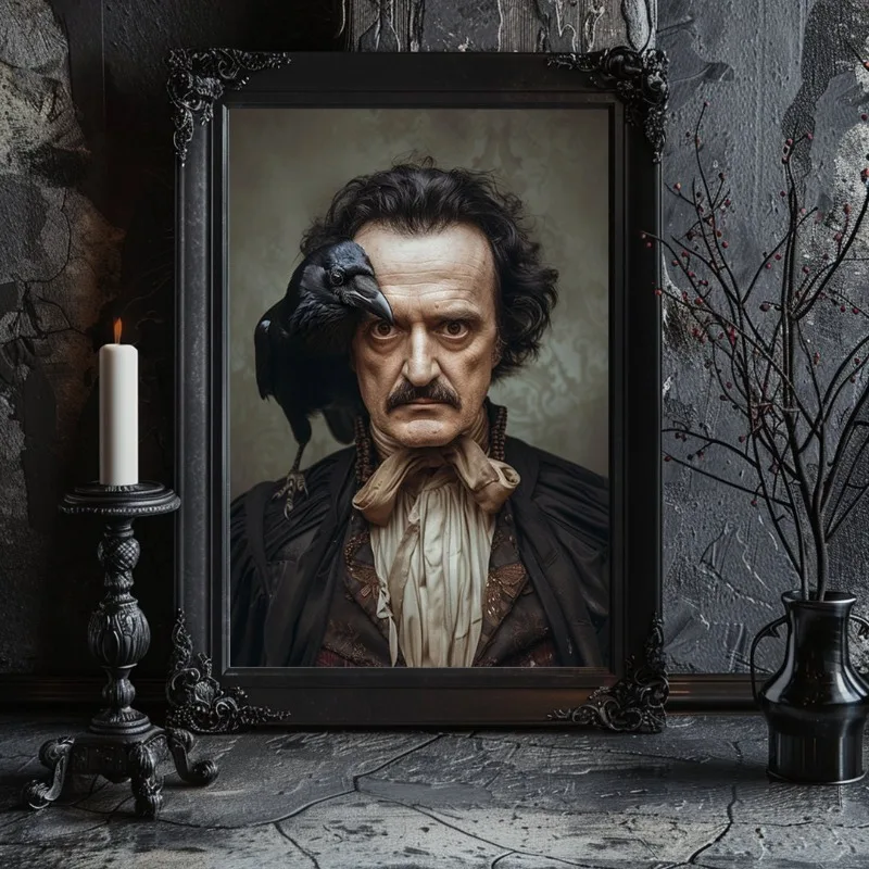 Edgar Allan Poe Poster Gothic Styles Victorian Raven Dark Academy Canvas Painting Retro Library Wall Art Living Room Home Dec