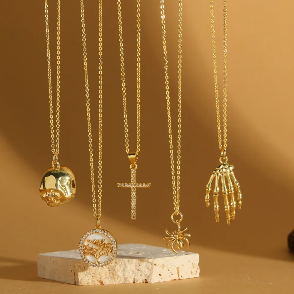 New hot-selling daily festival with horror skull element design pendant necklace collarbone chain Halloween