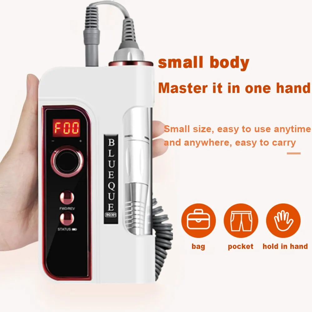 Elektrische Manicure Boorinstallatie 35000 Rpm Ingebouwde 50W Oplaadbare Draagbare Elektrische Nagelvijl Polijstmachine Slijpapparaat Nail Tool