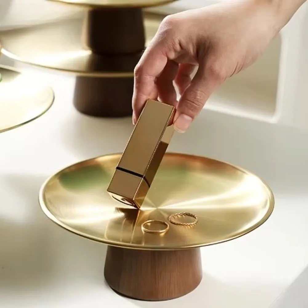 Golden Stainless Steel Cake Stand with Rounded Profile and Solid Construction for Everyday or Special Use Golden