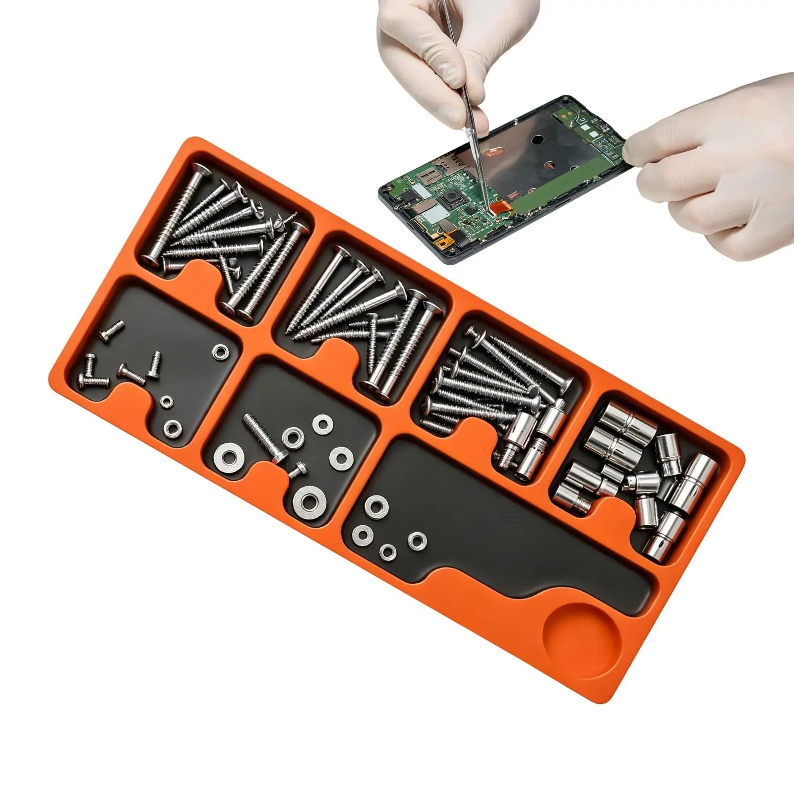 Magnetic Tool Tray Portable Compartment Space Saving Storage Organizer Magnet RC Screw Holder Tray Mat For Bolt Pin Home Garage