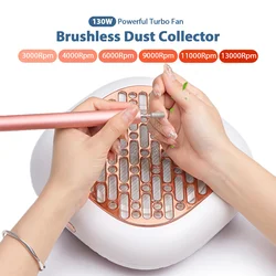 130W Super Suction Brushless Nail Dust Collector Powerful Nail Dust Extractor Nail Art Manicure Fan Vacuum Cleaner With 2 Filter