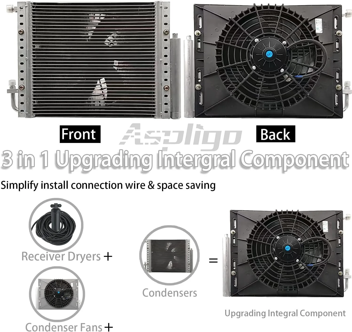 Aspligo-Carro Universal Ar Condicionado Elétrico, 12V, 24V, Calor e Frio, Compressor para Caminhão, Ônibus, Campista, Van, Underdash Ar Condicionado