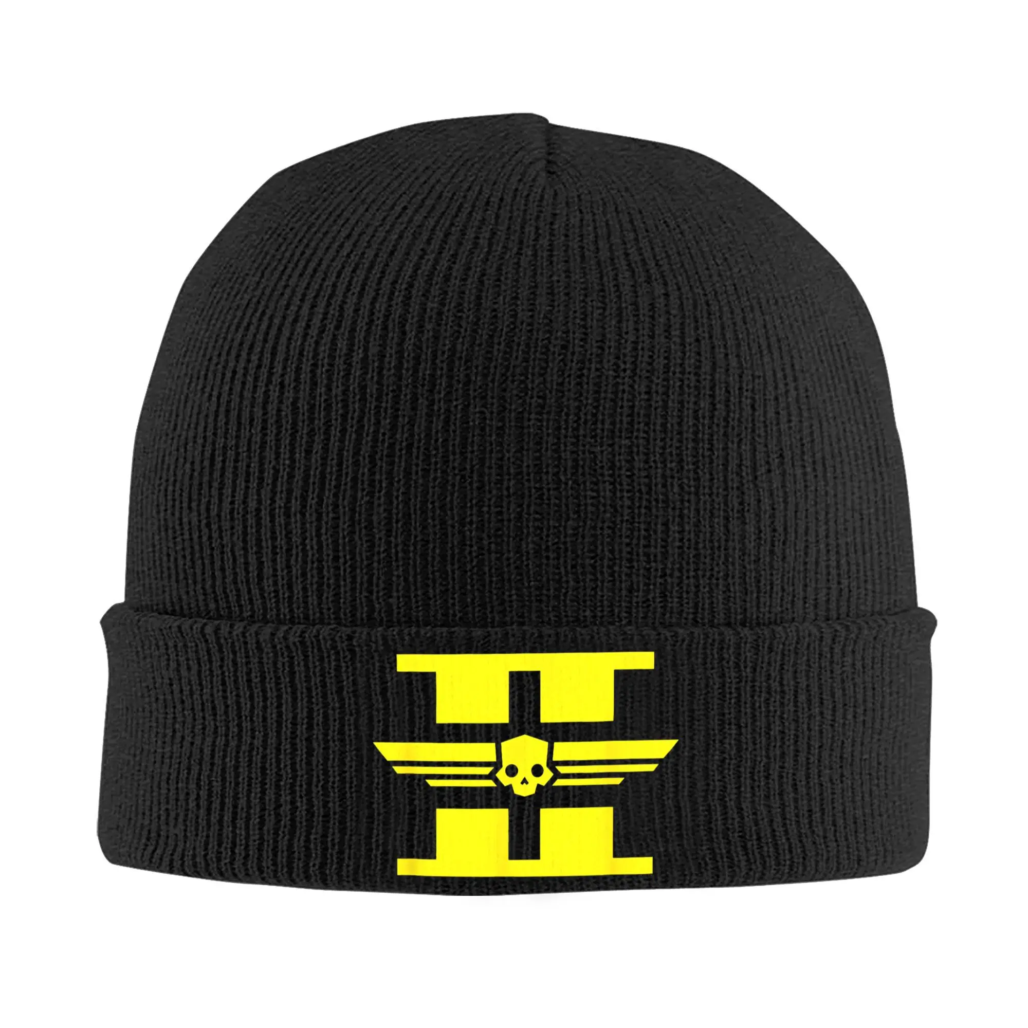 Helldivers Video Game Yellow Icon Logo Knitted Hats Autumn Winter Beanies Warm Malevelon Veteran Caps Men Women Acrylic Bonnet