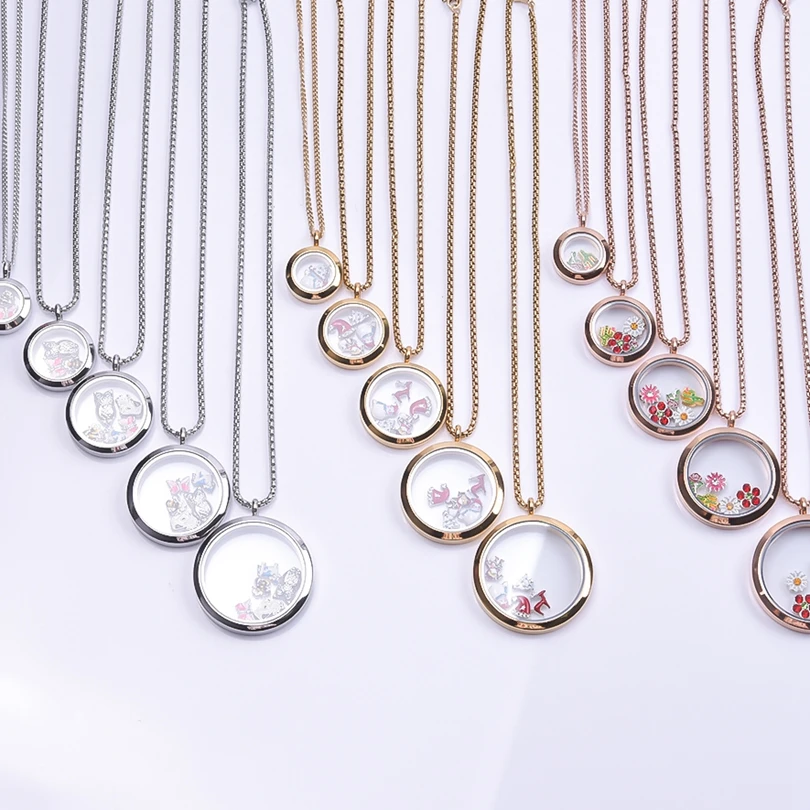 1Pc 20-40mm No Fade Round Memorial Medaillon Pendant Women Necklaces Punk Openable Glass Cremation Ashes Locket Collares Jewelry