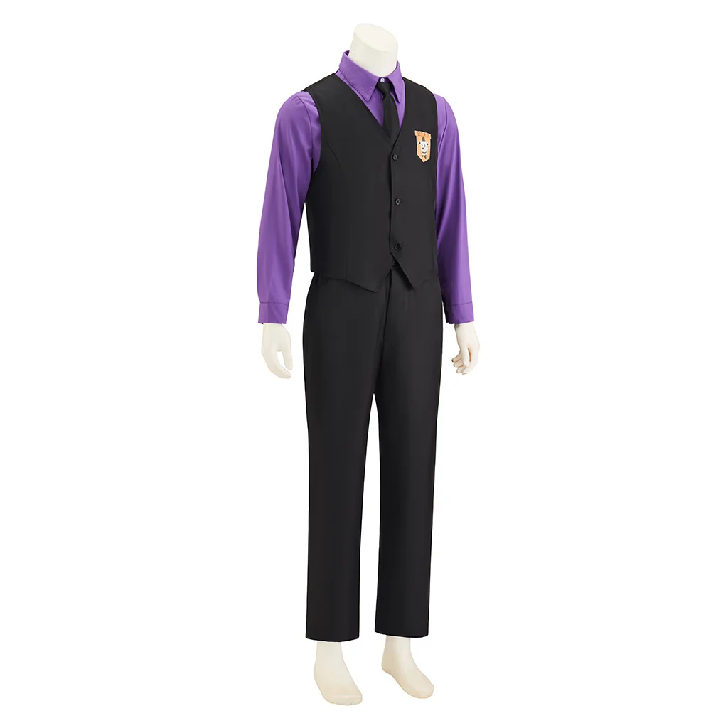 Spiel William Afton Cosplay Kostüm Uniform Mit Hut Lila Kerl William Fancy Outfits Erwachsene Männer Halloween Anime Kostüme