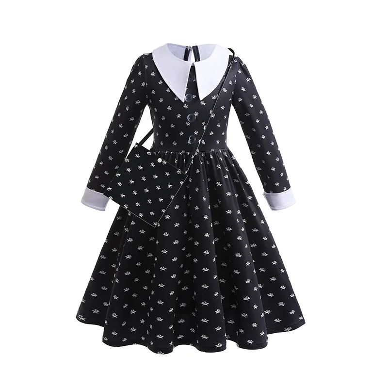 

Wednesday Cosplay Costume Black Dress Halloween Addams Family Role-Playing Fancy Dress Birthday Princess Dress for Girls