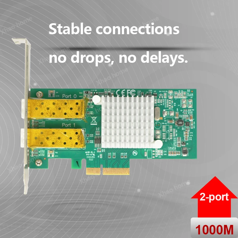 For Intel I350-AM2 Dual SFP Fiber NIC - PCI-E X4 for Server/Desktop, 1000Mbps LC Module Support, Multi/Single Mode Compatible
