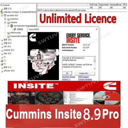 Neueste Cummin Insite 8,9 Pro mit Keygen Engine Diagnose software Fehler code Engine Diagnose tests Einstellung