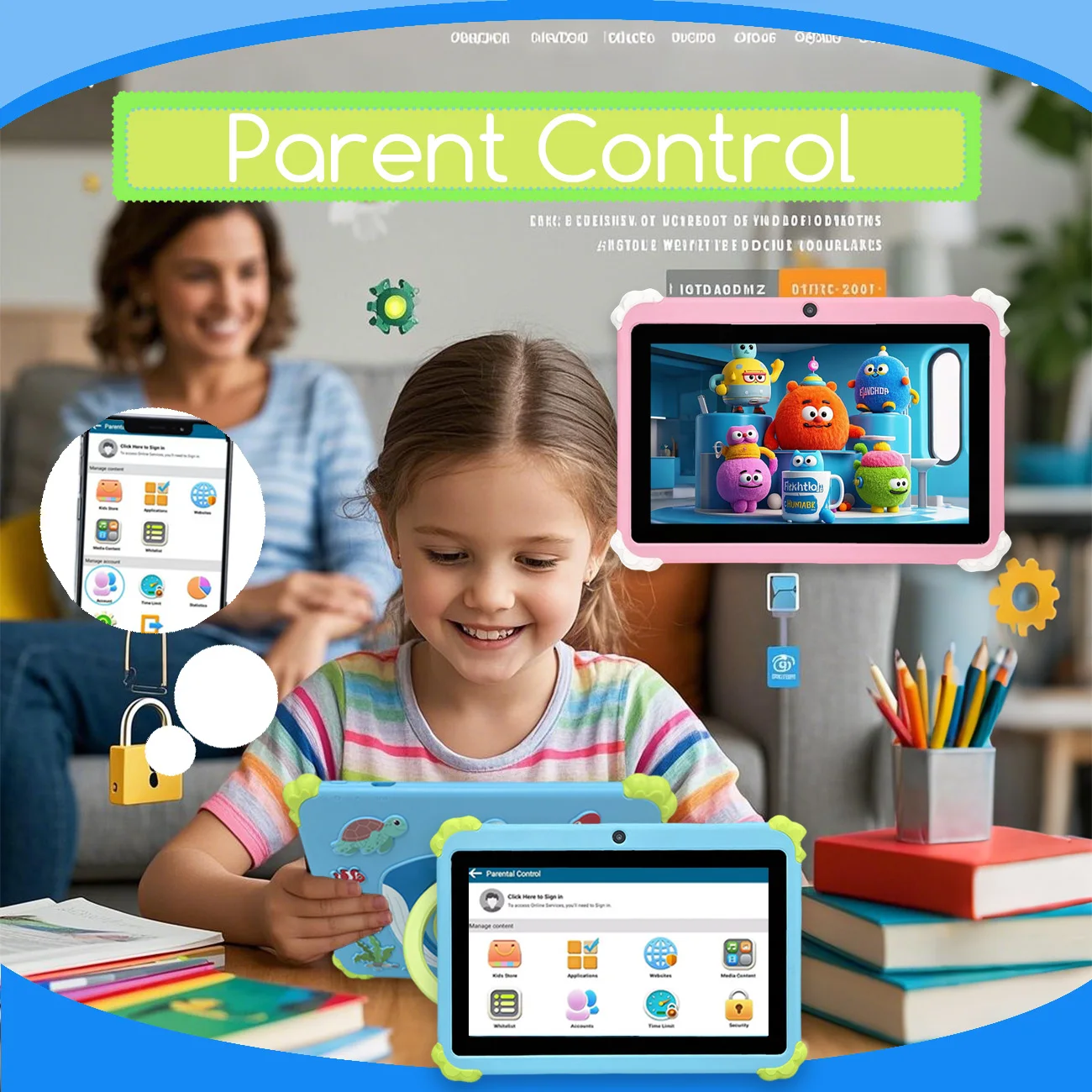 Kids Tablet Android 12 Tablet  dual cameras Educational Learning Toys Children Boys Girls Gifts