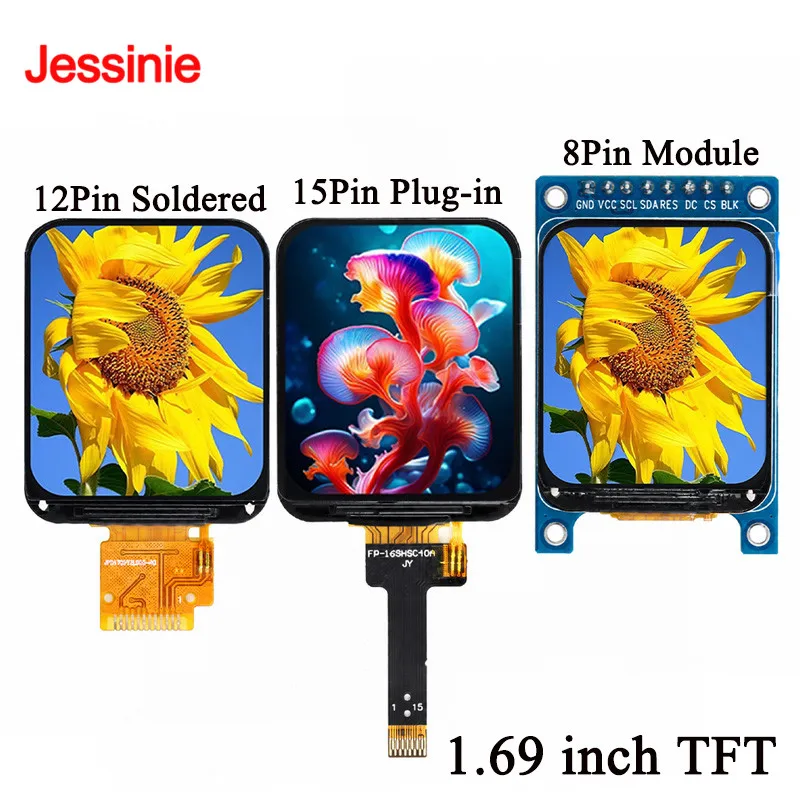 1.69 inch TFT HD IPS LCD Display 1.69'' ST7789 Driver SPI Serial Interface 240x280 Full Color Module Bare Screen 12Pin 15Pin