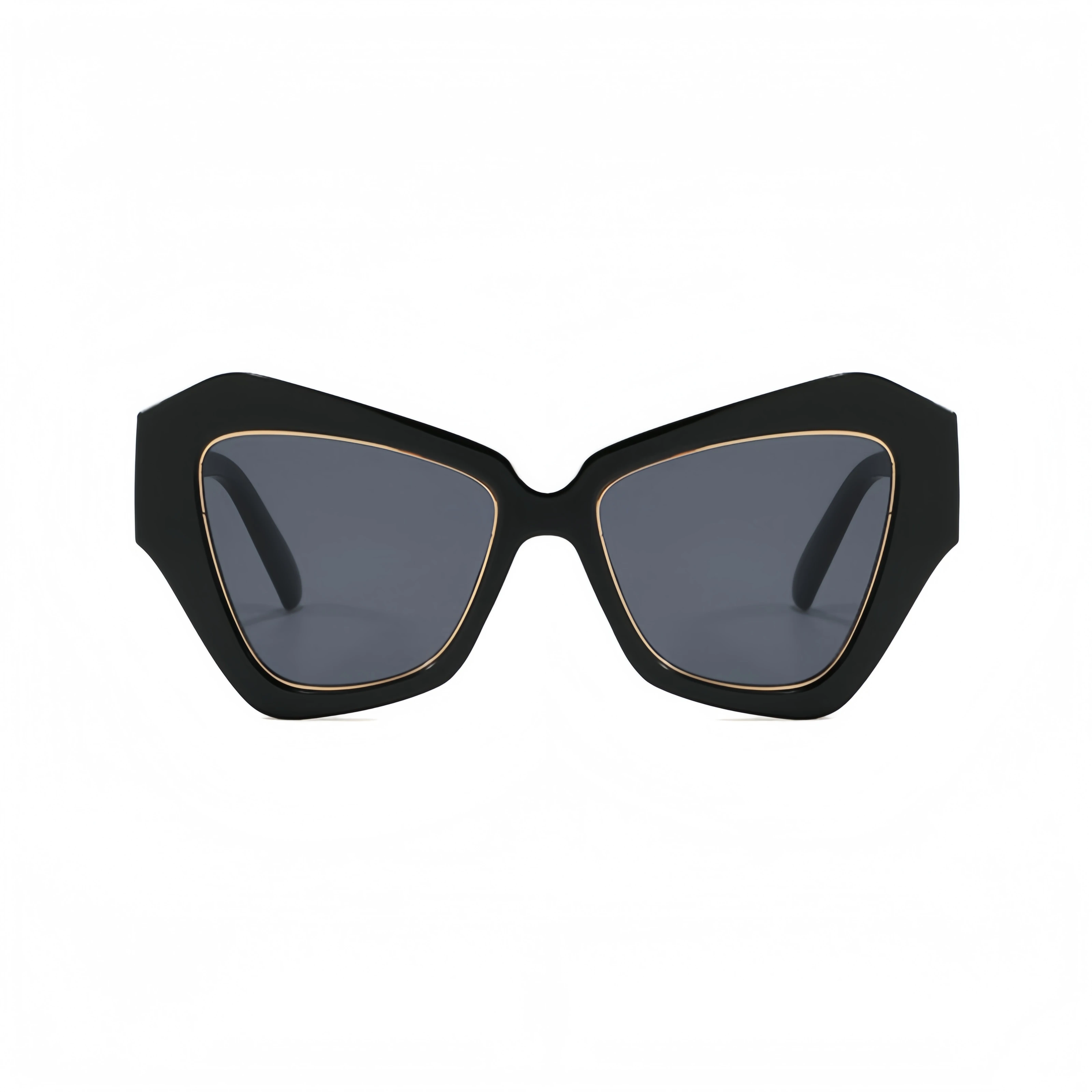 نظارات شمسية متعددة الأضلاع على شكل عين القطة، إطار كبير عصري، طراز الشارع الأوروبي والأمريكي العصري، نظارات نسائية راقية #1