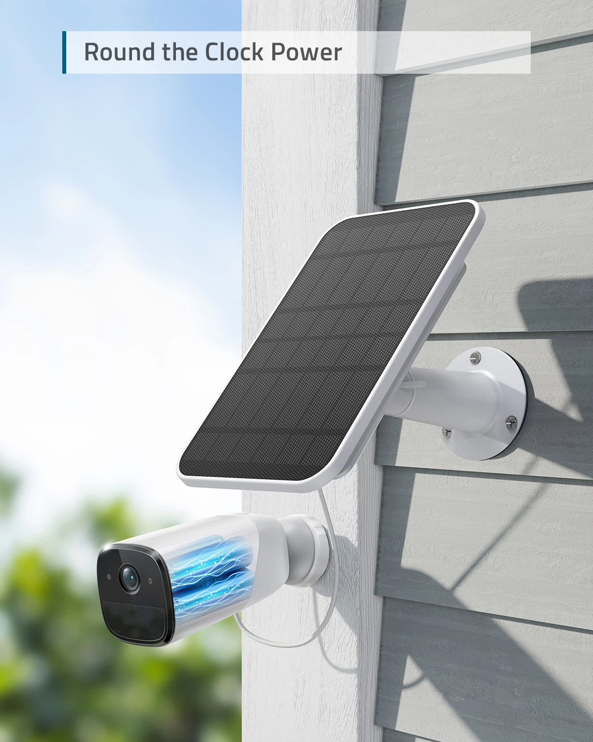 Segurança Eufy painel solar compatível com eufycam, fonte de alimentação contínua 2.6w, ip65 impermeável