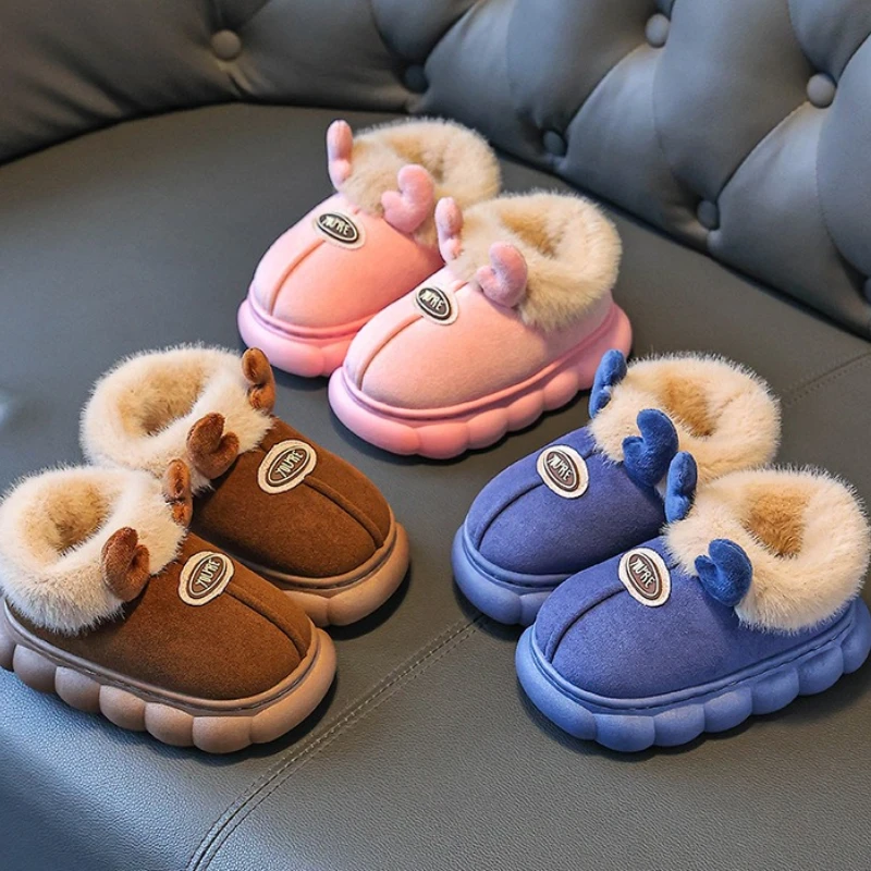 Hot Selling Home Cotton Slippers2025Winter New Anti Slip Child Warm Shoe Casual Child Indoor Outdoor Hairy Versatile Cotton Shoe