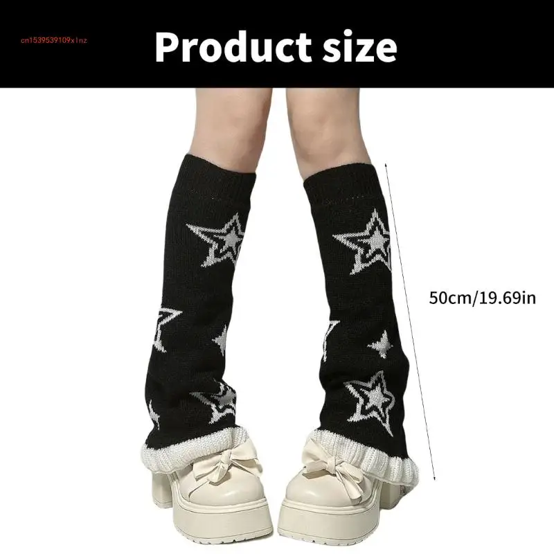 Harajuku Star – couvre-bottes pour femmes, chaussettes tricotées à volants, jambières évasées