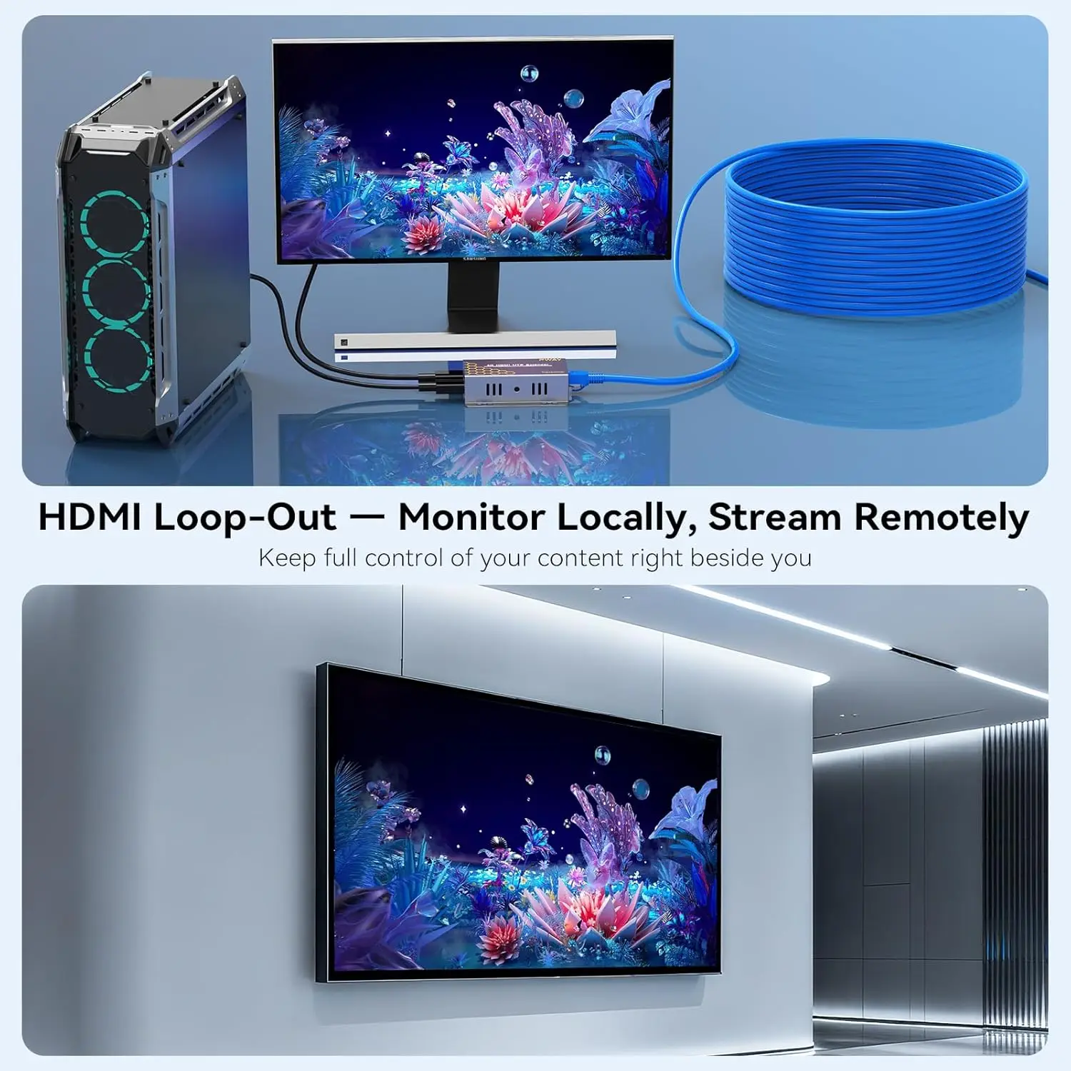 Przedłużacz HDMI 4K przez kabel sieciowy Cat5e/Cat6 - Zasięg do 70m/230ft, obsługa POC i IR — zdjęcie produktu 5