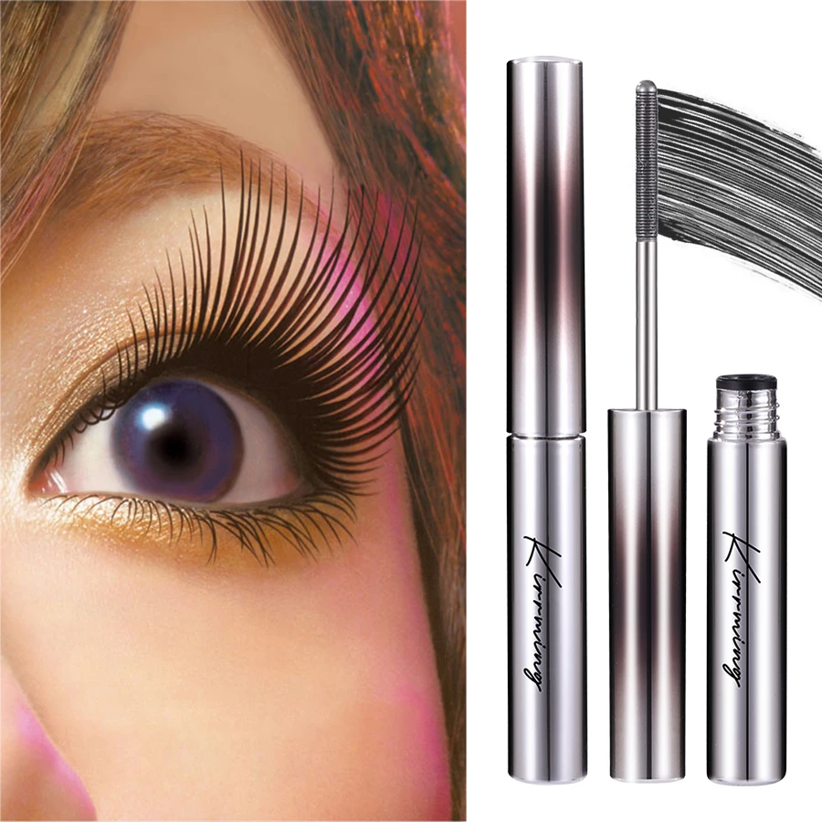 Kirrming 5D Curling Eyelash Mascara,Slim Washable Metal Iron Brush Mascara, Waterproof Long Lasting No Clumping Iron Strong