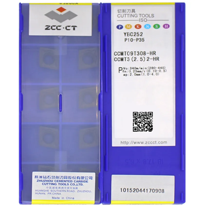 ZCC.CT CCMT060204-HR YBC252/CCMT060208-HR YBC252/CCMT09T304-HR YBC252/CCMT09T308-HR YBC252 CNC carbide inserts 10pcs/box
