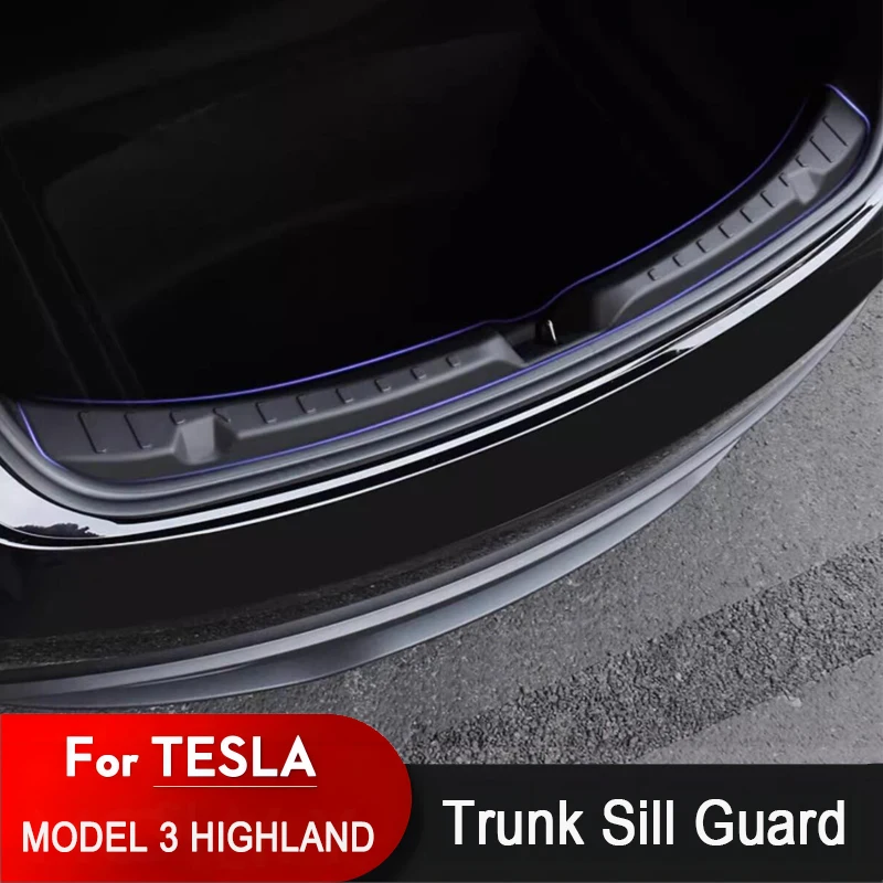 Trunk Sill Protector Organizer for Tesla Model 3 Highland 2024 Mat Guard TPE or ABS Threshold Cover Anti-scratch Pad Accessories