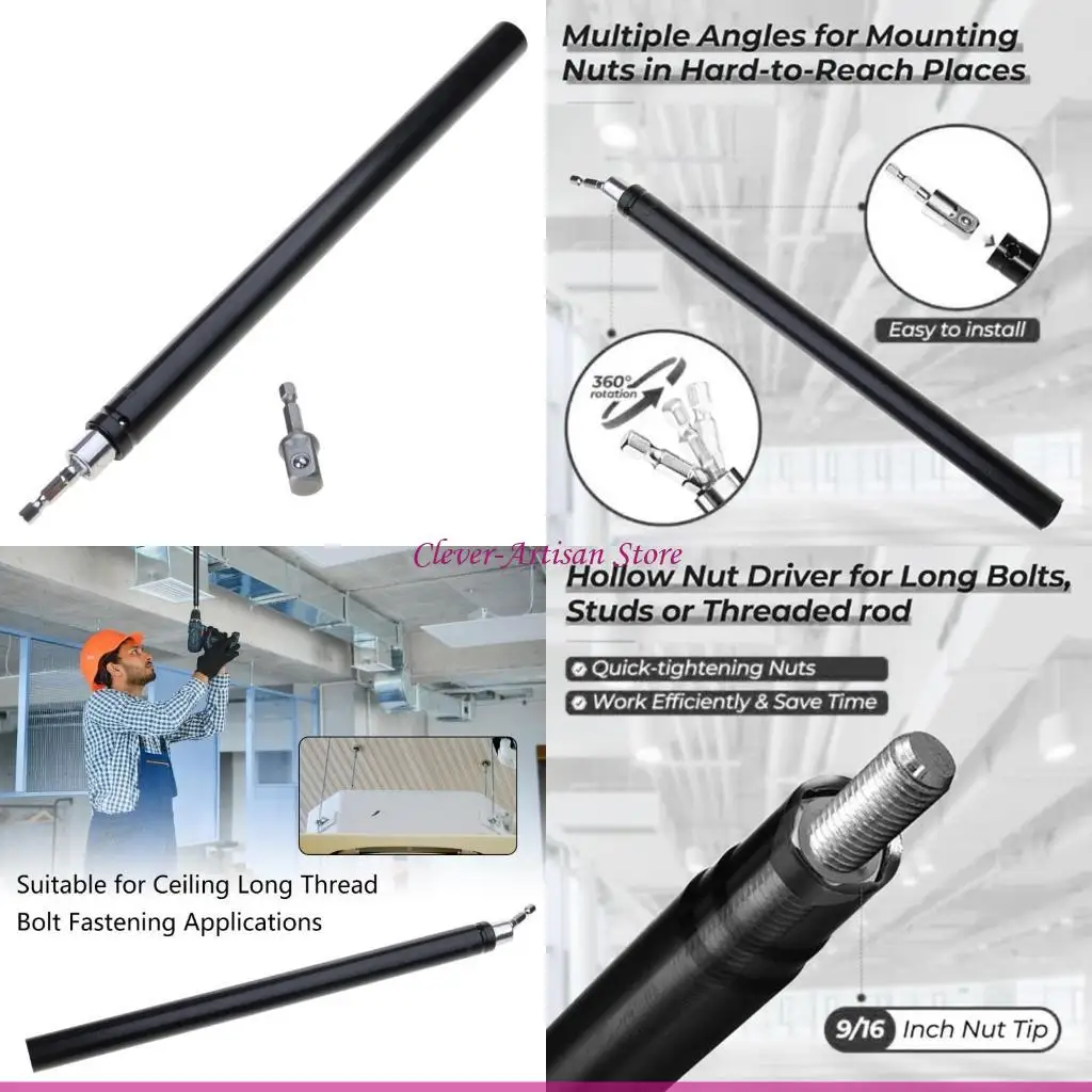 

E06B 9/16-дюймовый силовой гайковерт, полая головка с шестигранным хвостовиком 1/4 дюйма, подходящая для длинных болтов, силовой