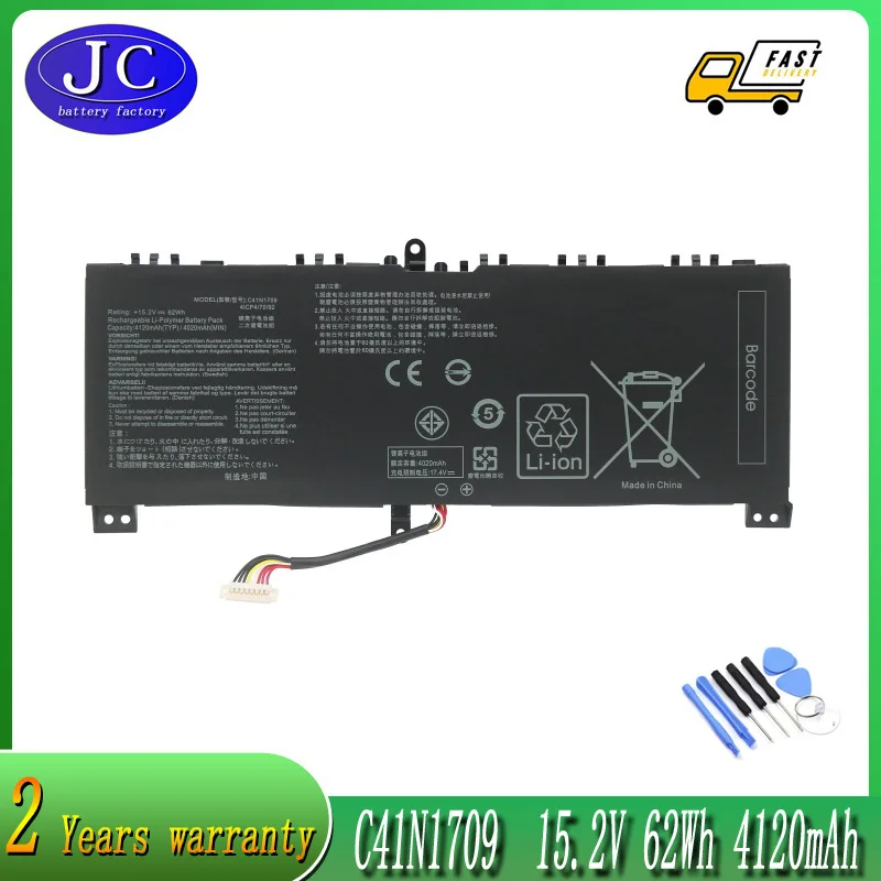 

JCLJF new C41N1709 Аккумулятор для ноутбука ASUS ROG Strix GL503VS Series EI016T EI018T EI022T EI028T EI042T EI033T EI092T 15,2 V 62Wh