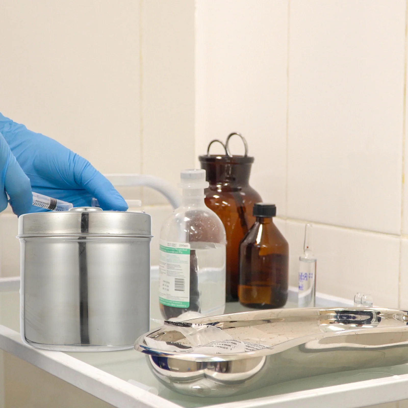 

High Quality Stainless Steel Sterilization Cotton Box with Cover Durable Storage Holder for Clinic Laboratory Gauze Container