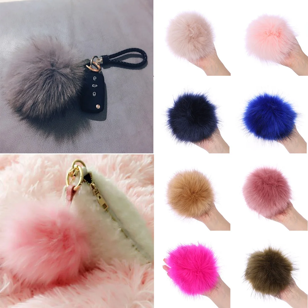 15cm Fashion Women Beanies Cap Skullie Fur Pompom Imitation Knitted Hat