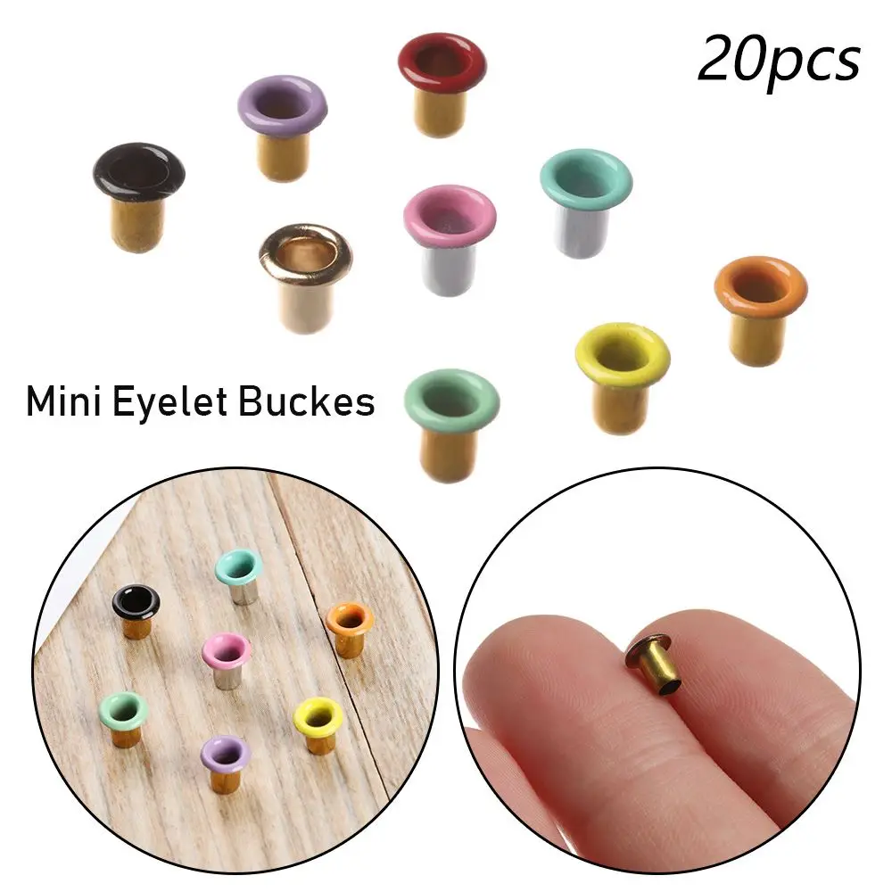 20pcs Mini Eyelet Buttons for Doll Belt Buckles Metal Buckle Snap Buttons Bag Shoes Clothes Sewing Accessories 1mm/2.5mm