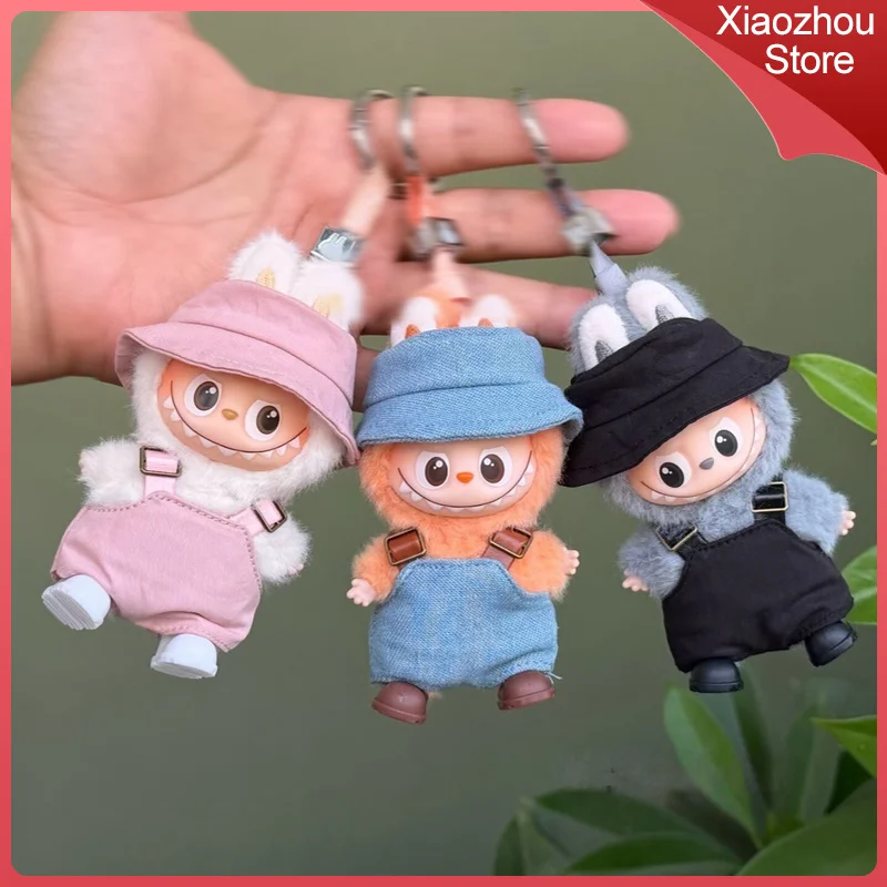 

Suitable For Labubu Clothing 4.0 Generation Secret Code In The Heart 10cm Mini Doll Clothes Fisherman Hat Overalls Shoes Suit