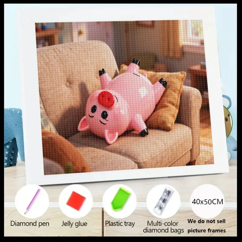 

5D DIY Полный дрель Алмазная картина Набор, Симпатичная розовая свинья для отдыха на диване Животное Искусство, 40x50 СМ Большой хрустальный драгоценный камень Вышивка Ремесло, C