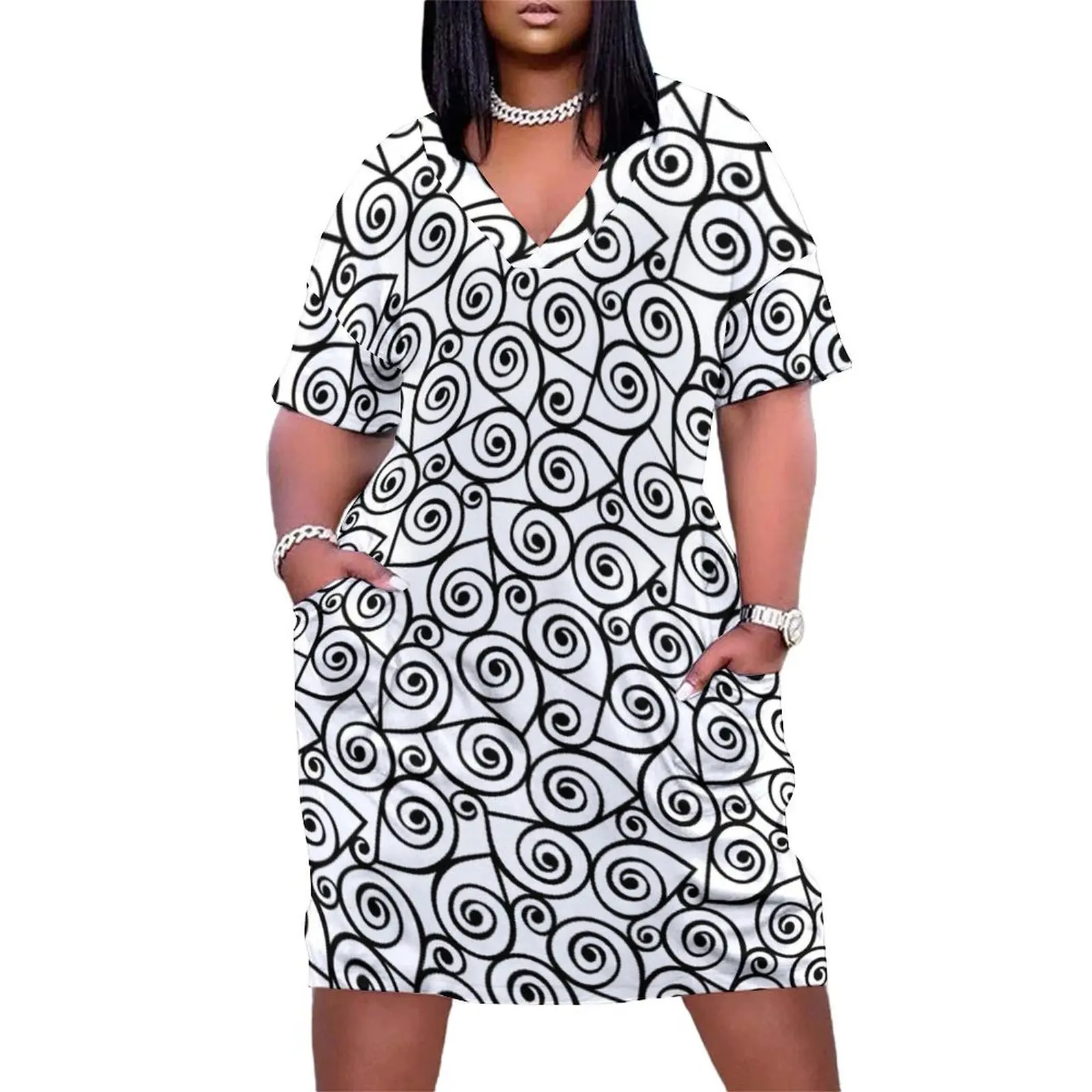 

Snails Pattern I Loose Pocket Dress Long dress elegant chic women dresses promotion