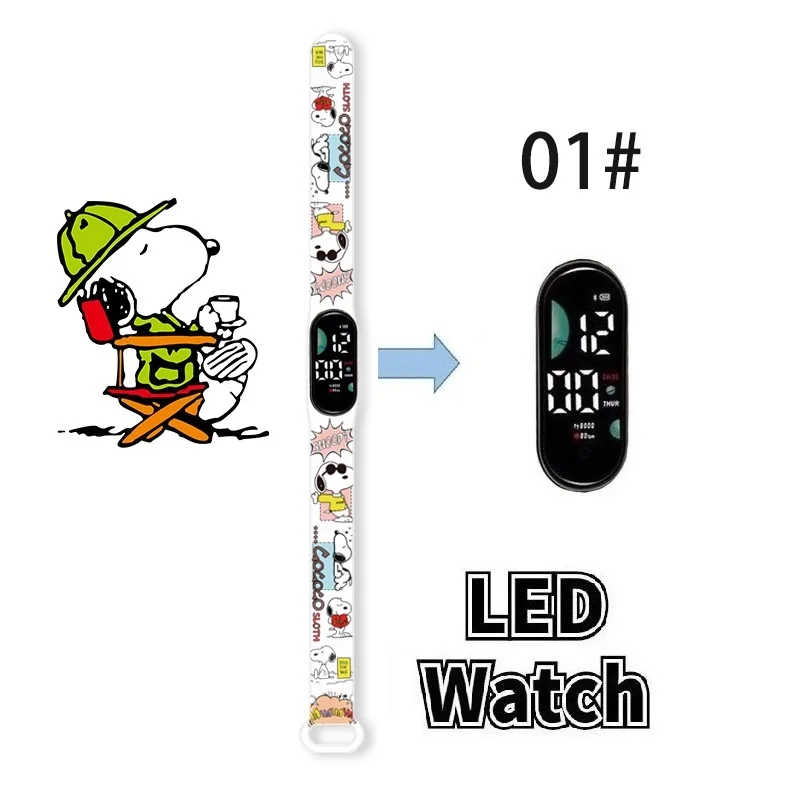 Disney Fashion Mickey Children Watches for Girls Sport Touch Bracelet LED Snoopy Kids Watch Boys Electronic Digiic Digital Clock