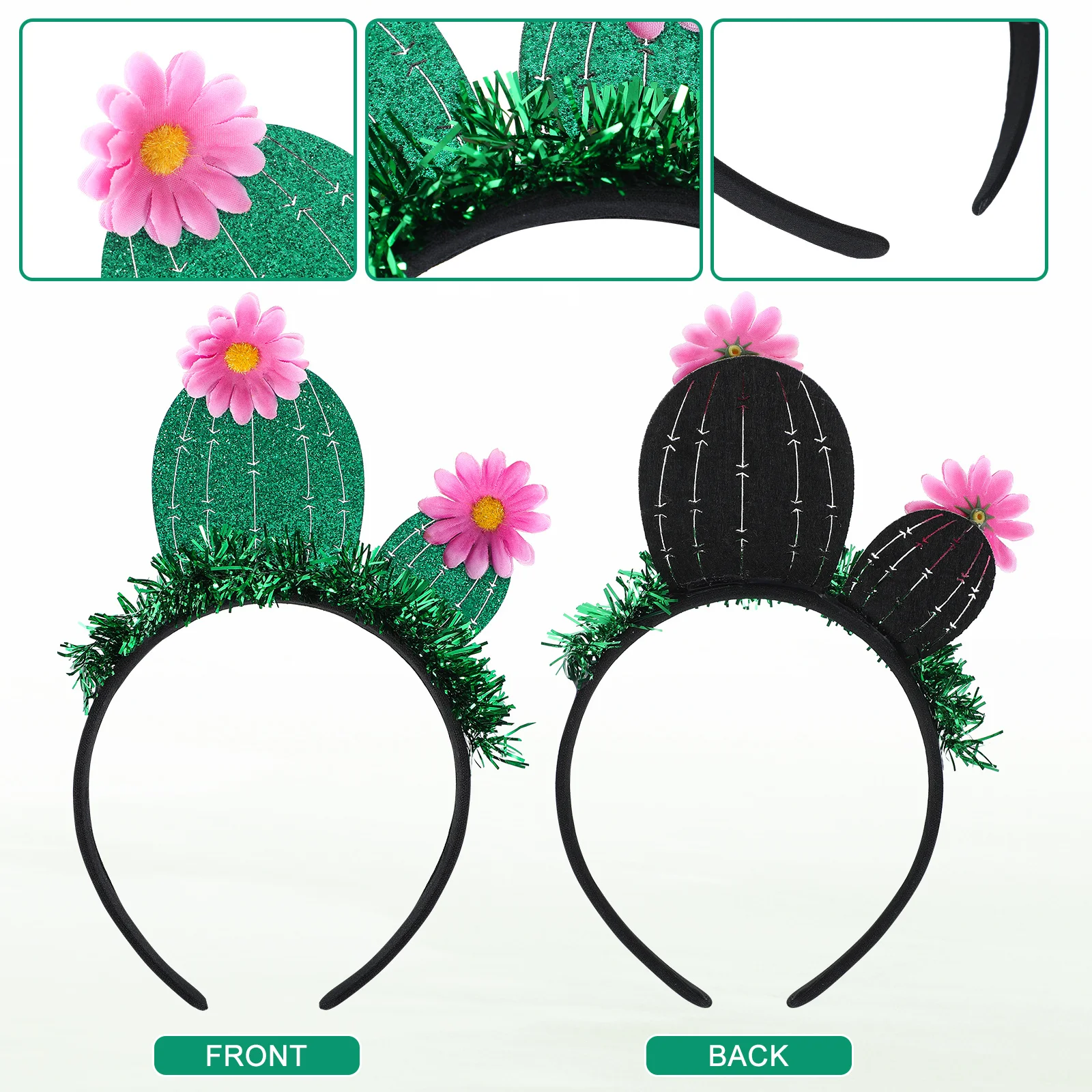 2 قطعة رباط شعر الصبار الأخضر أغطية الرأس للحفلات للنساء مهرجان ملحق الشعر هوب أداة تجديل أغطية الرأس #5