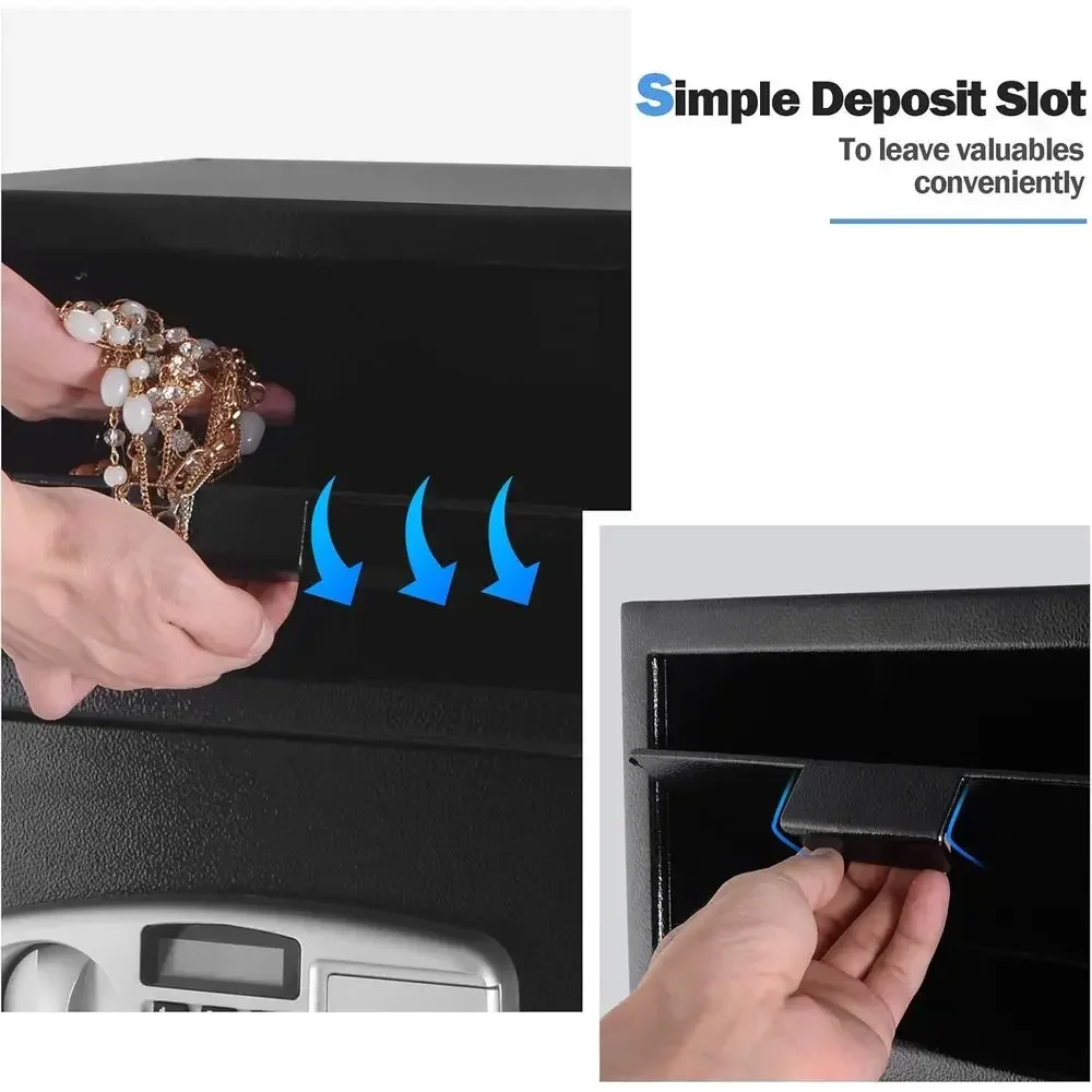Digital Safe with Electronic Keypad, Deposit Slot, and 2 Keys, Black