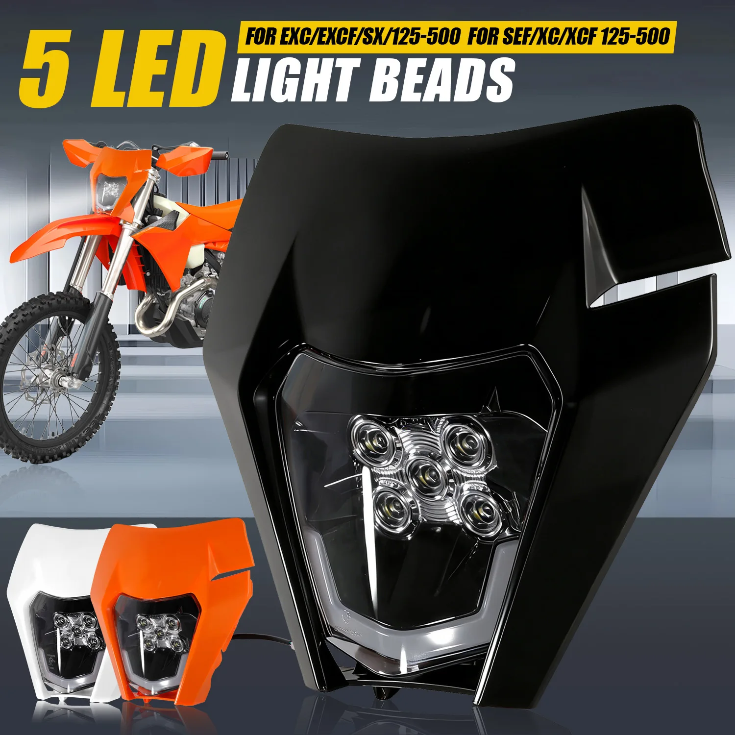 

5 LED Headlight Headlamp Lamp Universal for KTM SX SXF XC XCF 125 200 250 300 350 450 Dirt Pit Bike Motorcycle Accessories